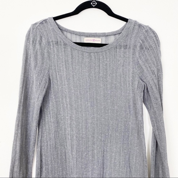 ALTAR’D STATE Grey Lace Sheer Knit Tunic Top Small Boho Bohemian - Picture 3 of 7